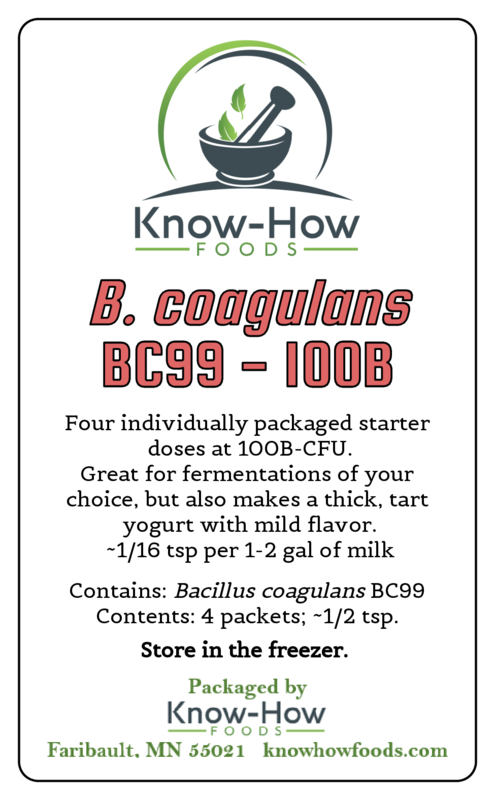 Bacillus coagulans BC99 (single-use B-CFU pkts or you-scoop bulk jars)
