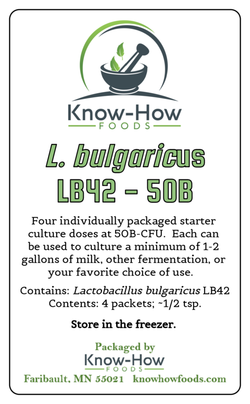 Lactobacillus bulgaricus LB42 (single-use B-CFU pkts or you-scoop bulk jars)